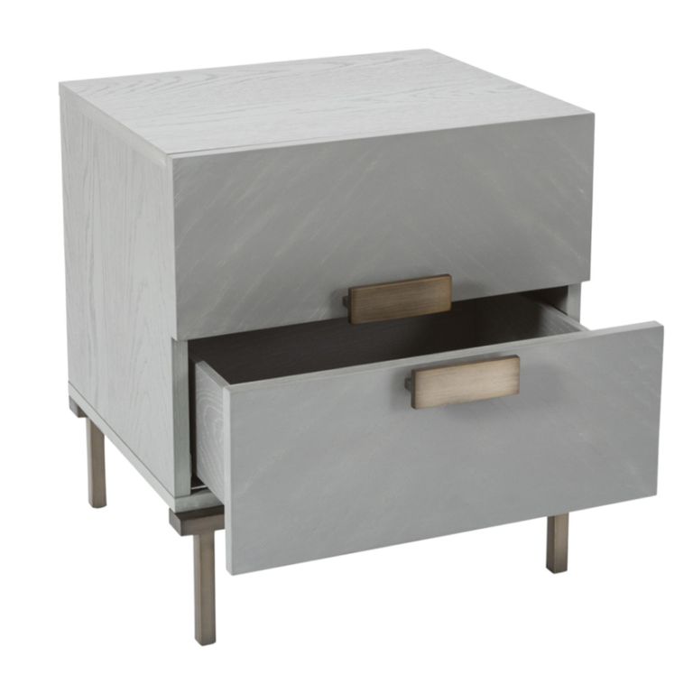 Lilly Soft Grey Chevron 2 Drawer Bedside Table alternate view