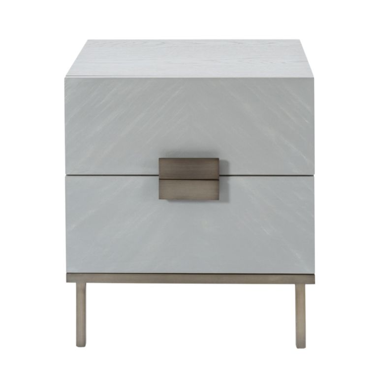 Lilly Soft Grey Chevron 2 Drawer Bedside Table additional view 1