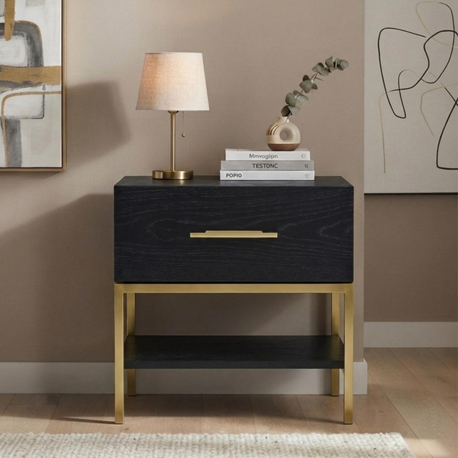 Tulip Wenge Black 1 Drawer Bedside Table product view
