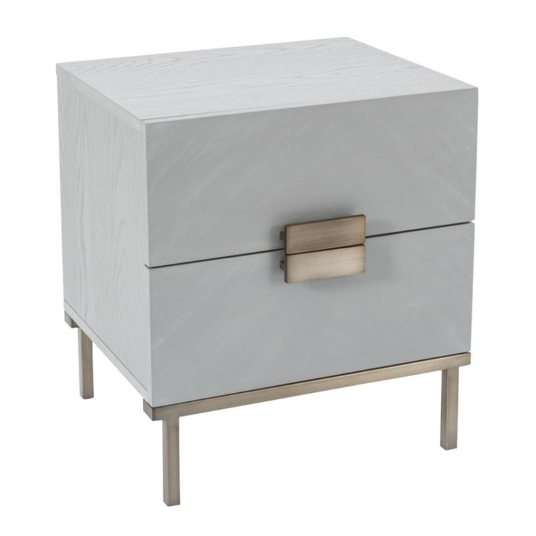 Lilly Soft Grey Chevron 2 Drawer Bedside Table additional view 2
