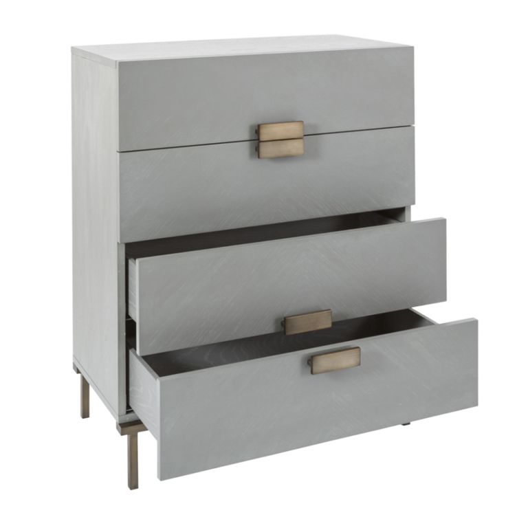 Lilly Soft Grey & Bronze 4 Drawer Narrow Chest alternate view