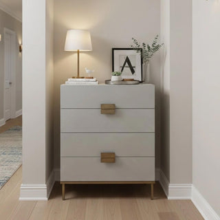 Lilly Soft Grey & Bronze 4 Drawer Narrow Chest product view