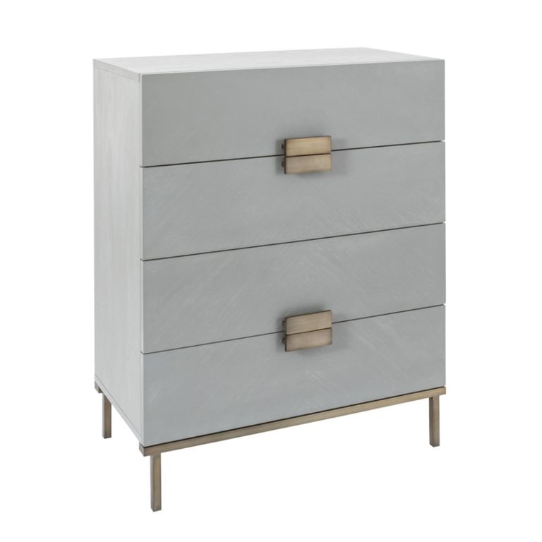 Lilly Soft Grey & Bronze 4 Drawer Narrow Chest additional view 2
