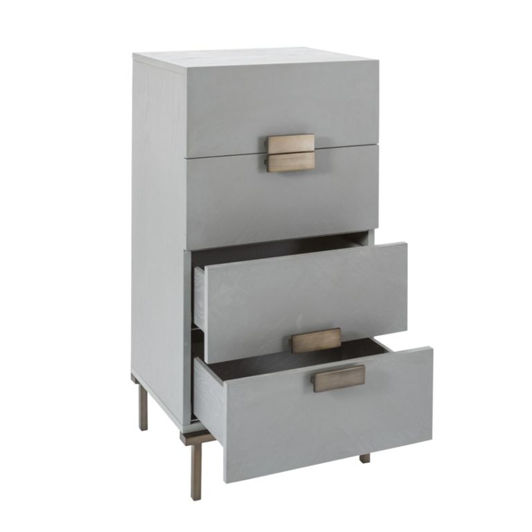 Lilly Soft Grey & Bronze 4 Drawer Tallboy Chest alternate view