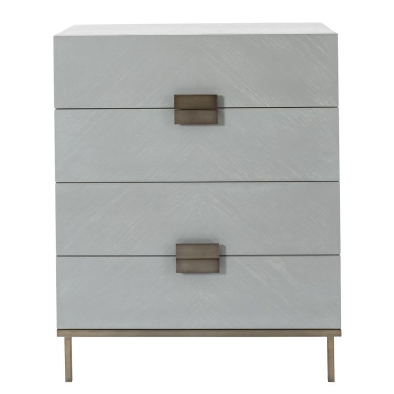 Lilly Soft Grey & Bronze 4 Drawer Narrow Chest additional view 1
