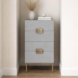 Lilly Soft Grey & Bronze 4 Drawer Tallboy Chest product view