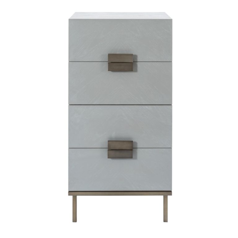 Lilly Soft Grey & Bronze 4 Drawer Tallboy Chest additional view 1