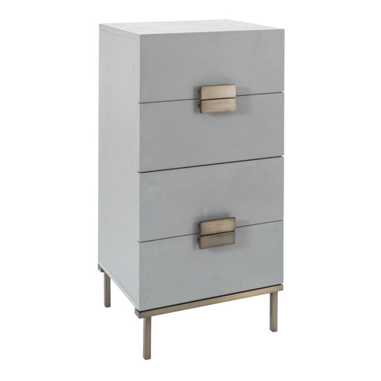 Lilly Soft Grey & Bronze 4 Drawer Tallboy Chest additional view 2