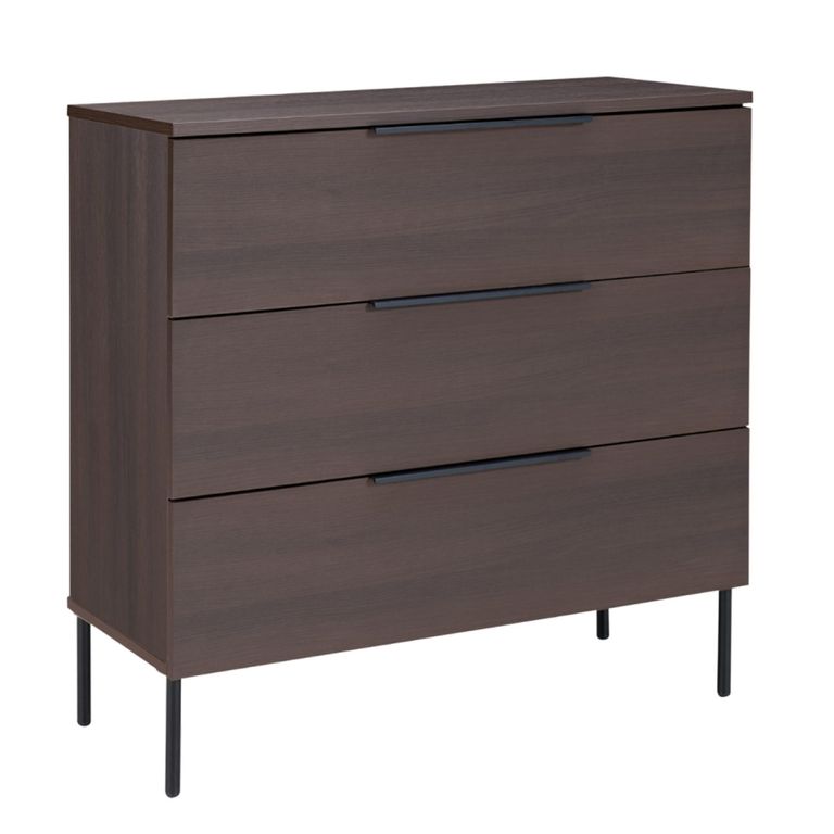 Luna Espresso and Black 3 Drawer Wide Chest additional view 1
