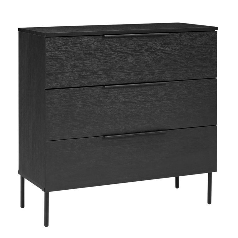 Luna Black 3 Drawer Wide Chest additional view 1
