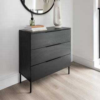 Luna Black 3 Drawer Wide Chest product view