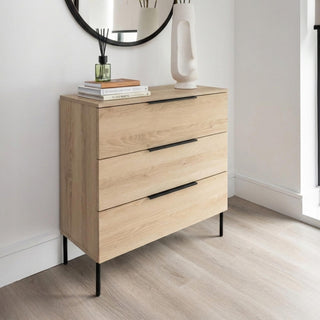 Luna Oak and Black 3 Drawer Wide Chest product view