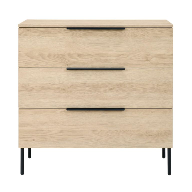 Luna Oak and Black 3 Drawer Wide Chest alternate view