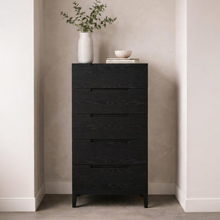 Orchid Wenge Black 5 Drawer Narrow Chest product view