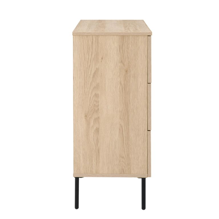 Luna Oak and Black 3 Drawer Wide Chest additional view 2
