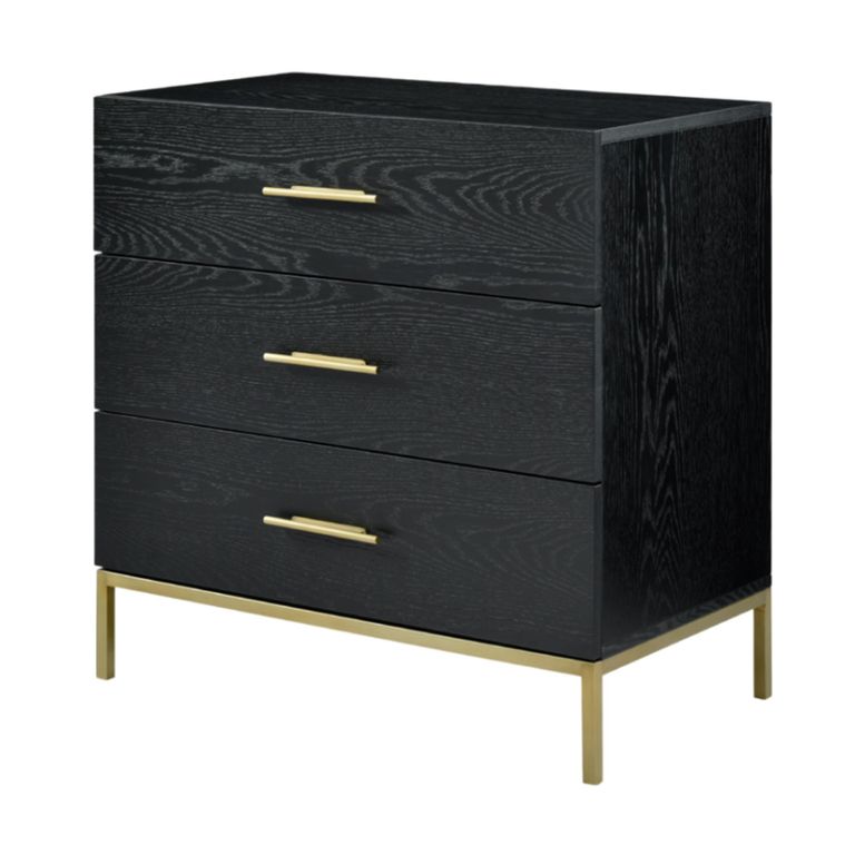 Tulip Wenge Black and Gold 3 Drawer Chest alternate view