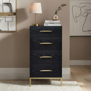 Tulip Wenge Black and Gold 4 Drawer Tallboy Chest product view