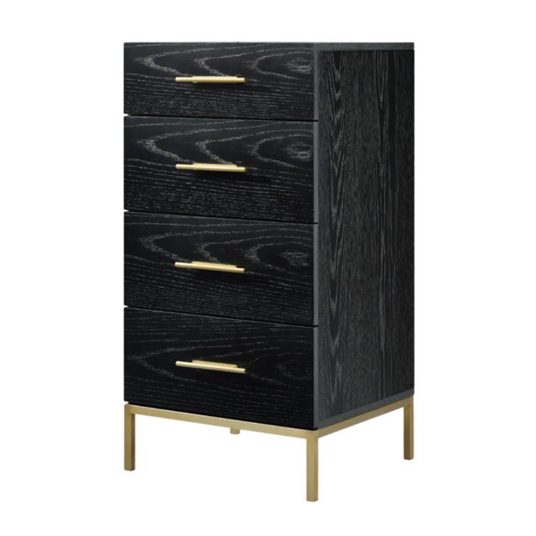 Tulip Wenge Black and Gold 4 Drawer Tallboy Chest alternate view