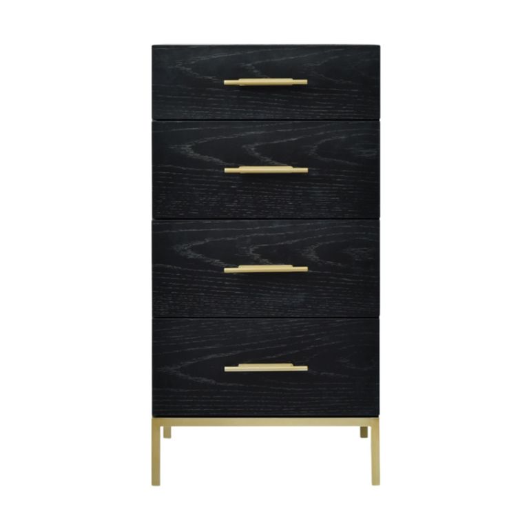 Tulip Wenge Black and Gold 4 Drawer Tallboy Chest additional view 1