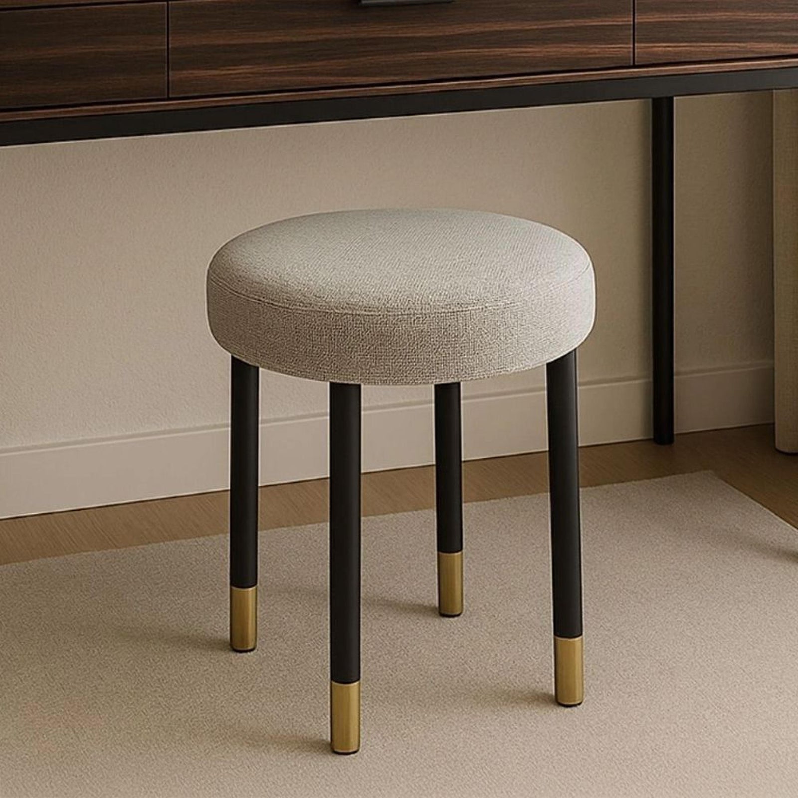 Bali Grey and Black Round Padded Stool product view
