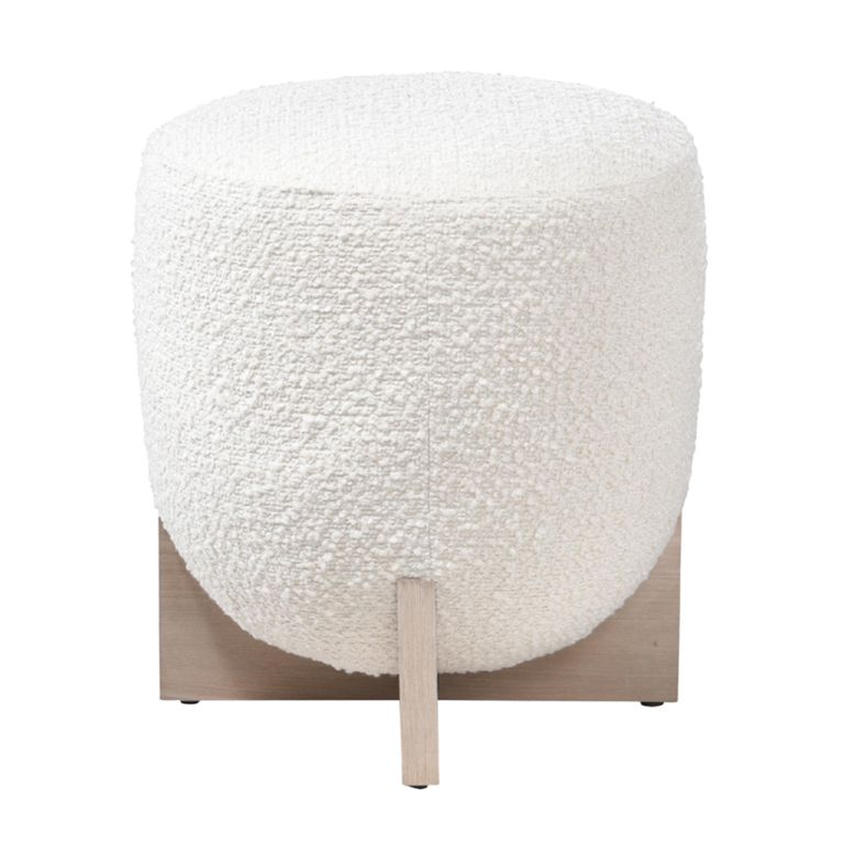Whisper Cologne Ivory and White Washed Oak Round Padded Stool alternate view