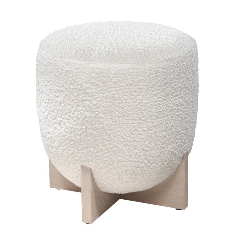 Whisper Cologne Ivory and White Washed Oak Round Padded Stool additional view 1