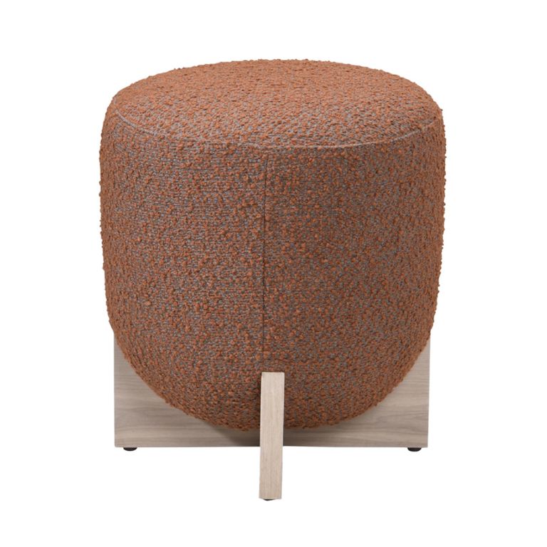 Whisper Burnt Orange and White Washed Oak Round Padded Stool alternate view