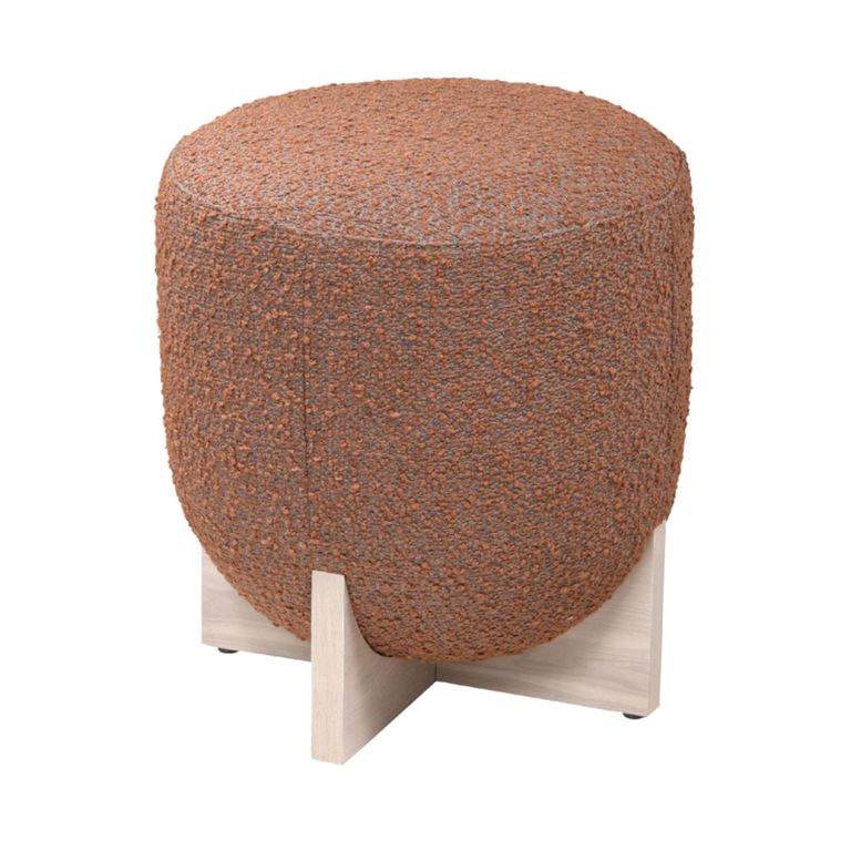 Whisper Burnt Orange and White Washed Oak Round Padded Stool additional view 1