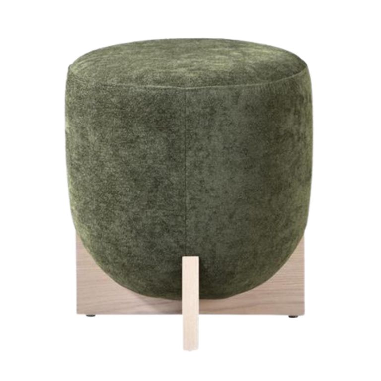 Whisper Olive Green and White Washed Oak Round Padded Stool alternate view
