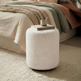 Ben Cologne Ivory Round Bouclé Bedroom Stool product view