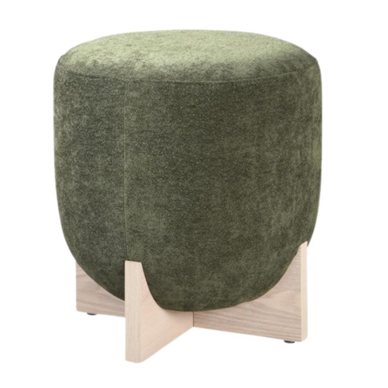 Whisper Olive Green and White Washed Oak Round Padded Stool additional view 1