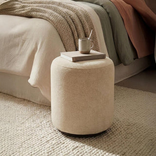 Ben Oyster Round Bouclé Bedroom Stool product view