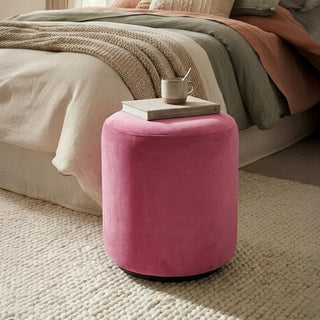 Ben Fuchsia Pink Round Bouclé Bedroom Stool product view