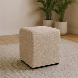 Ben Cologne Mink Square Bouclé Bedroom Stool product view