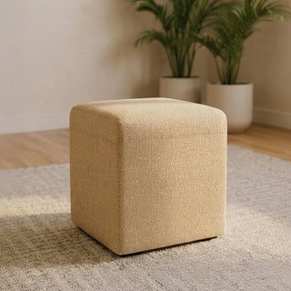 Ben Cologne Latte Square Bouclé Bedroom Stool product view