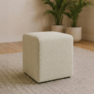Ben Oyster Square Bouclé Bedroom Stool product view