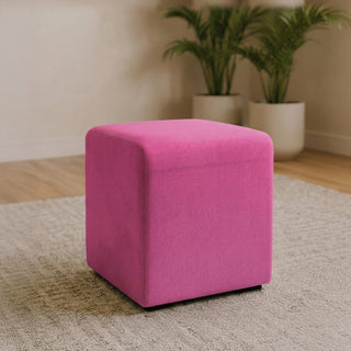 Ben Fuchsia Pink Square Bouclé Bedroom Stool product view