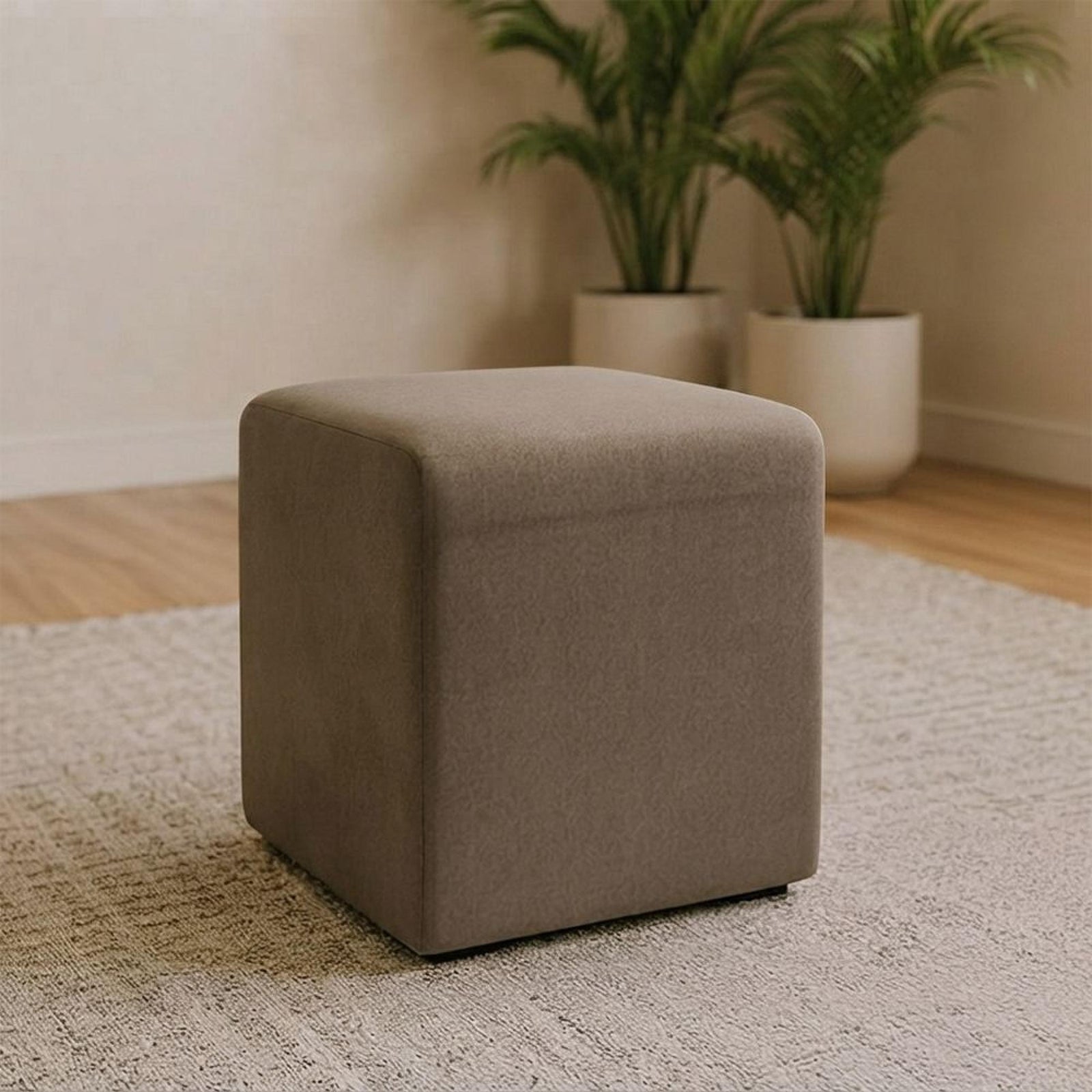 Ben Biscuit Square Bouclé Bedroom Stool product view