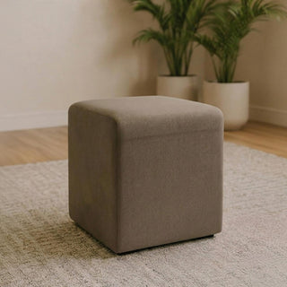 Ben Cedar Brown Square Bouclé Bedroom Stool product view