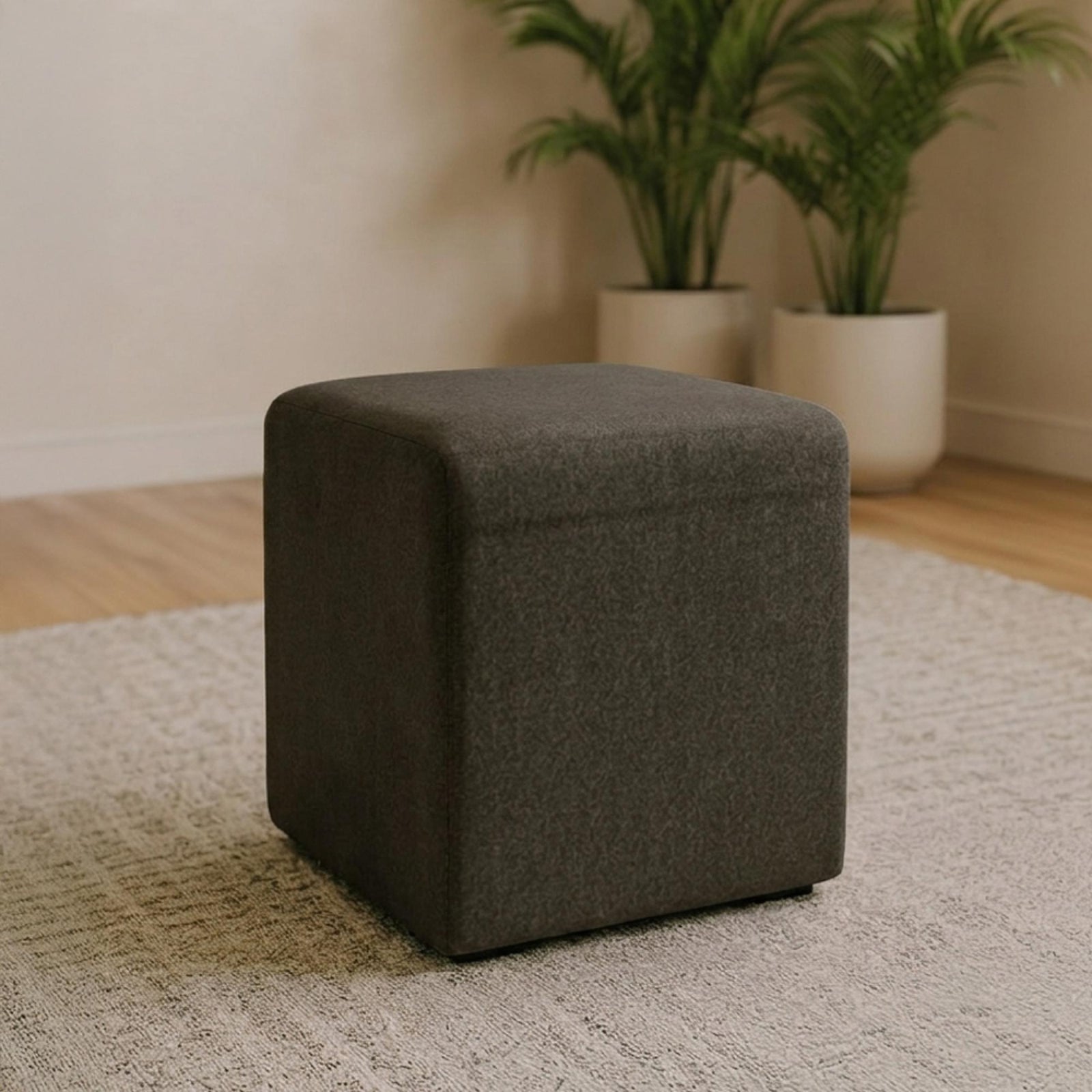 Ben Nutmeg Square Bouclé Bedroom Stool product view