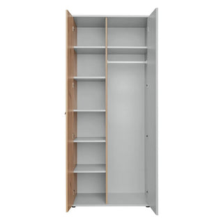 Varna Wooden Wardrobe With 2 Doors In Pearl Grey