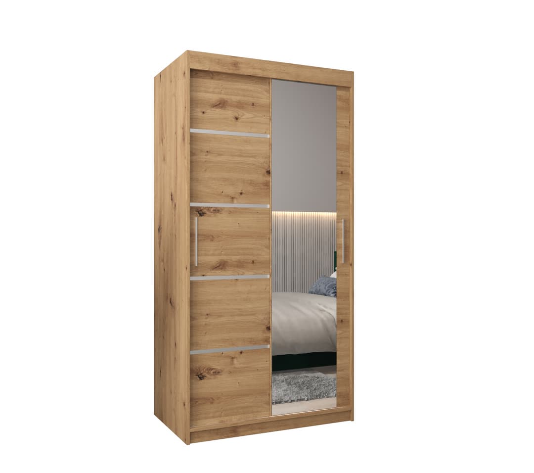 Verona 02 Sliding Door Wardrobe 100cm - Oak Artisan — view 1
