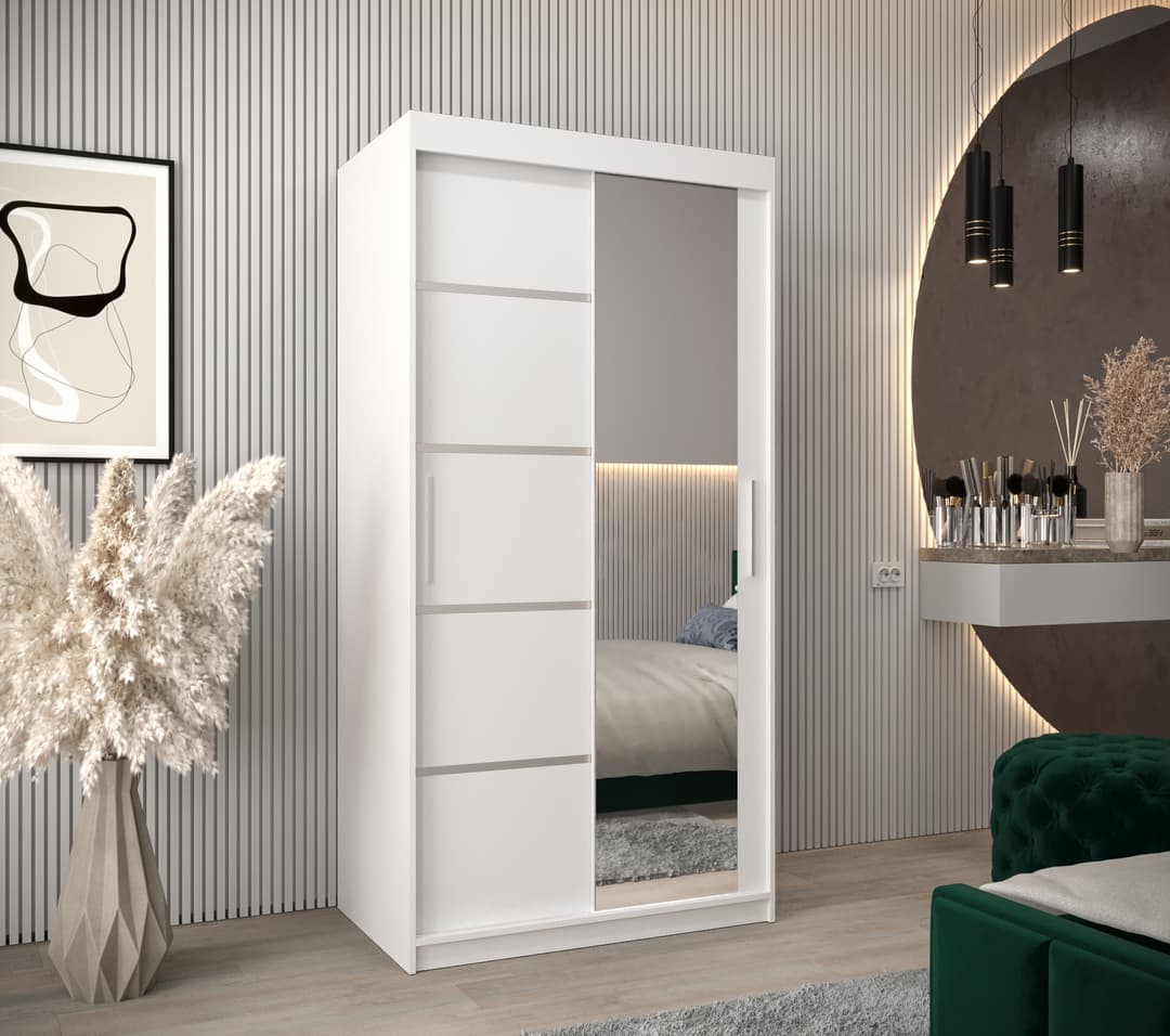 Verona 02 Sliding Door Wardrobe 100cm - White — view 2