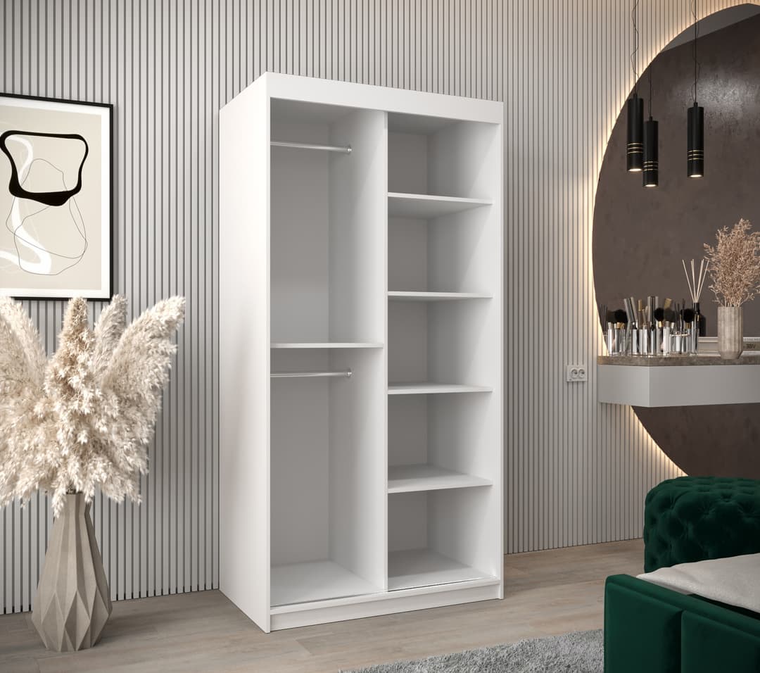 Verona 02 Sliding Door Wardrobe 100cm - White — view 3