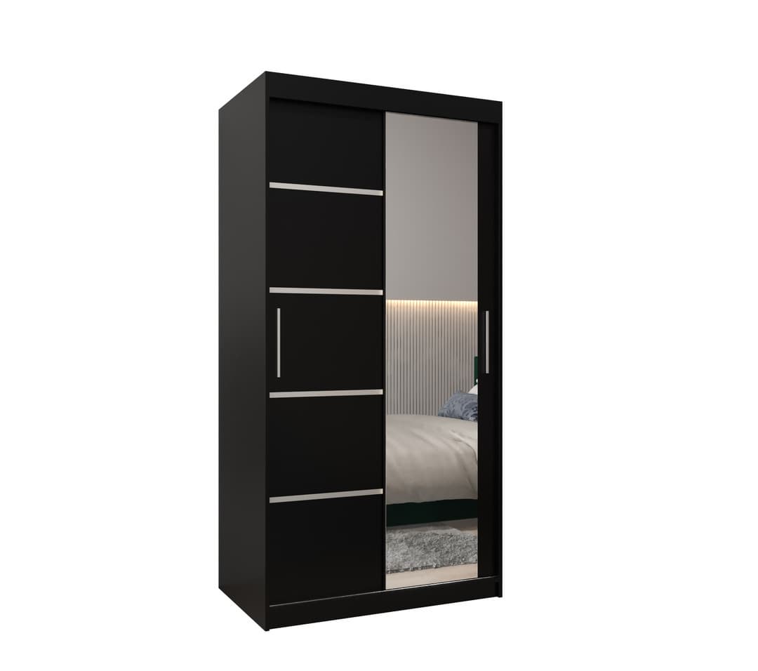 Verona 02 Sliding Door Wardrobe 100cm - Black — view 1