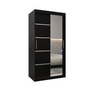 Verona 02 Sliding Door Wardrobe 100cm - Black — view 1