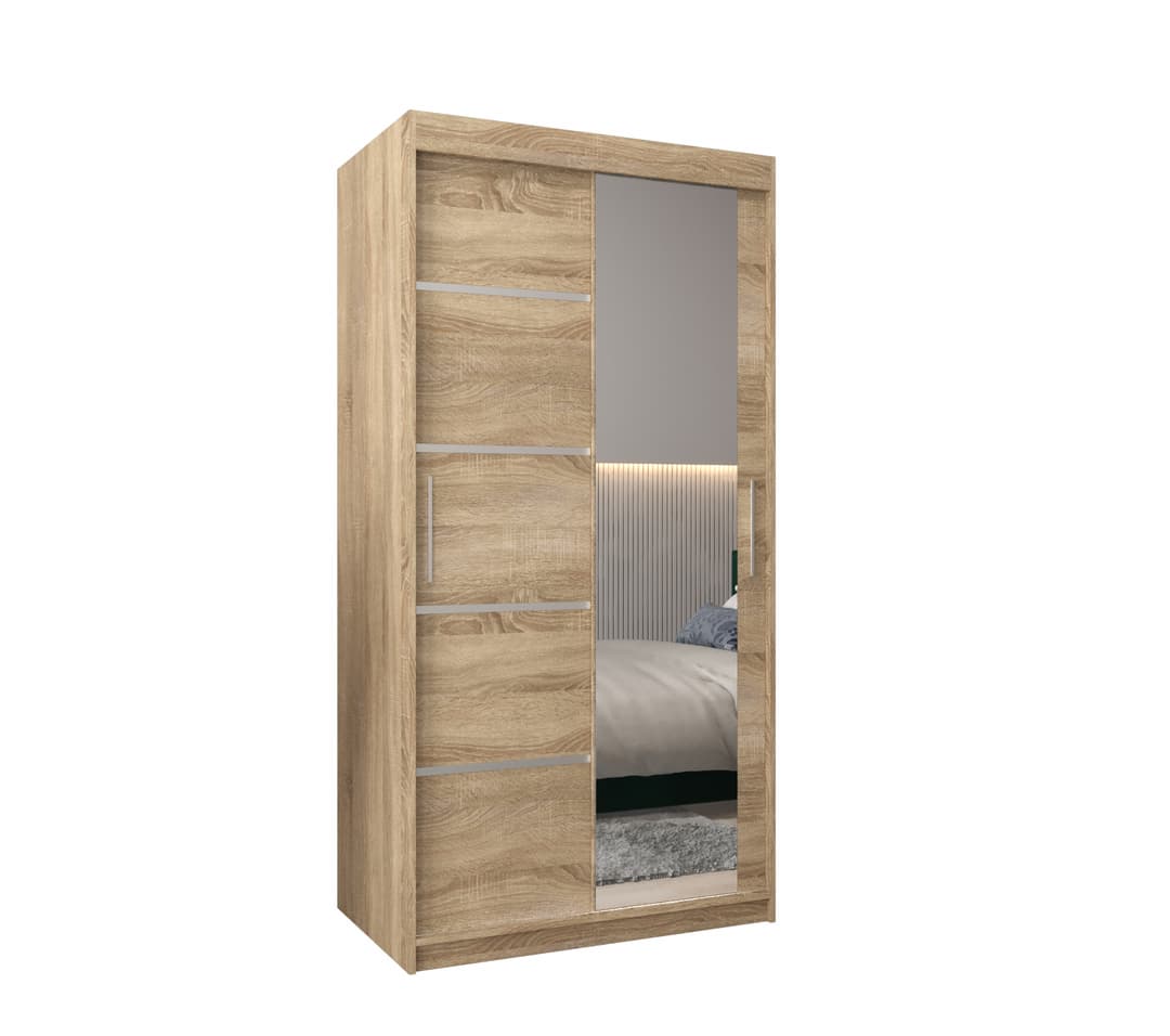 Verona 02 Sliding Door Wardrobe 100cm - Oak Sonoma — view 1