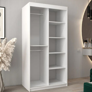 Vevey I Wooden Wardrobe 2 Sliding Doors 100cm In White