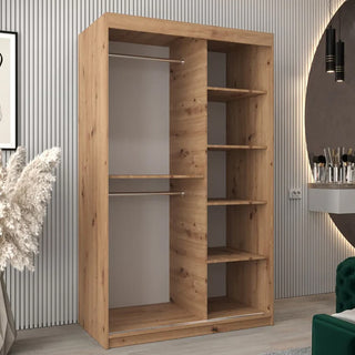 Vevey I Wooden Wardrobe 2 Sliding Doors 120cm In Artisan Oak
