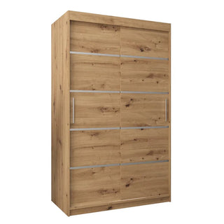 Vevey I Wooden Wardrobe 2 Sliding Doors 120cm In Artisan Oak